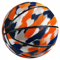 Ballon de basket extérieur motif multicolore orange, bleu et blanc