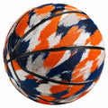 Ballon de basket extérieur motif multicolore orange, bleu et blanc