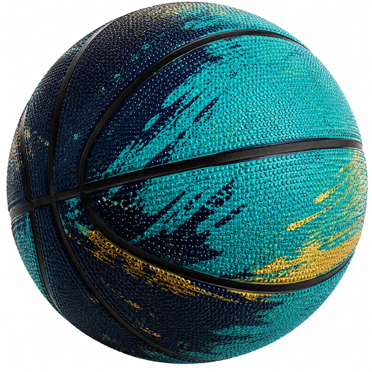 Ballon de basketball extérieur design bleu et jaune