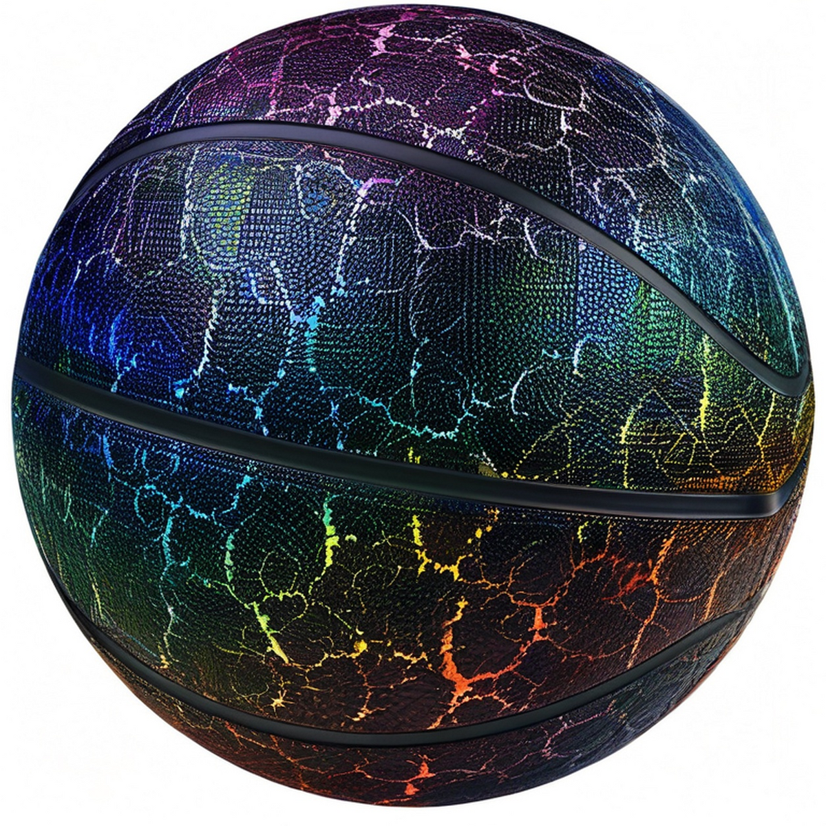 Ballon de basket lumineux réfléchissant Noir/Multicolore