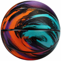Ballon de basket extérieur noir, orange et turquoise