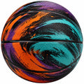 Ballon de basket extérieur noir, orange et turquoise