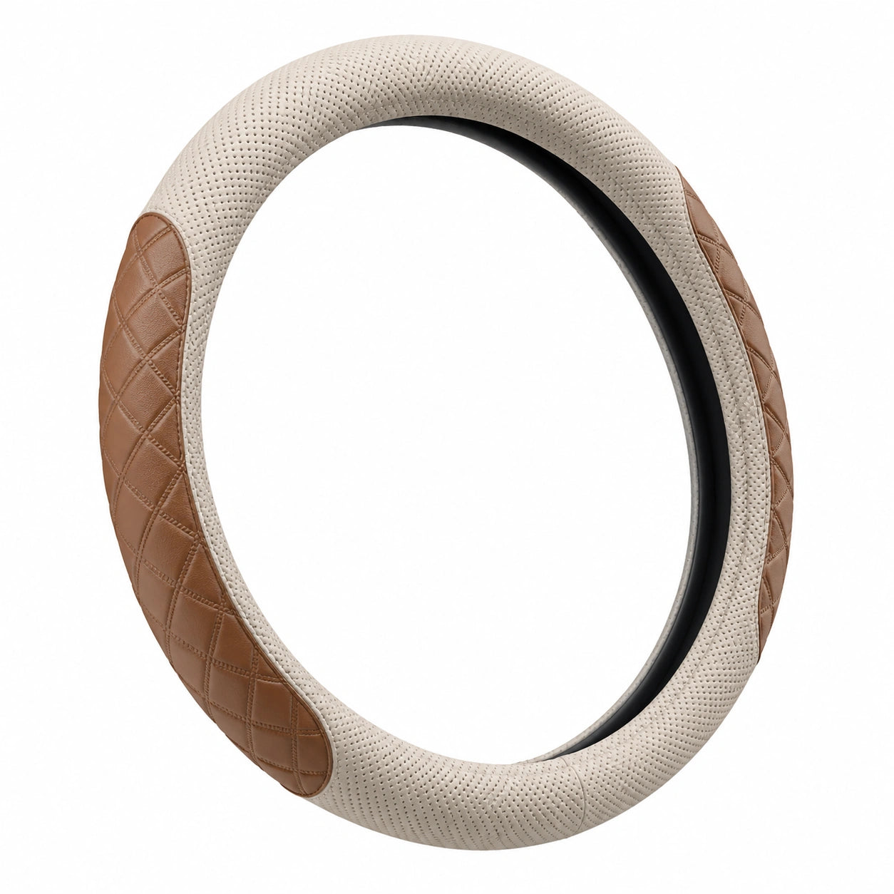 Couvre-volant de voiture 37-38cm beige et marron