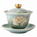 Gaiwan en Porcelaine Verte Motif Bambou