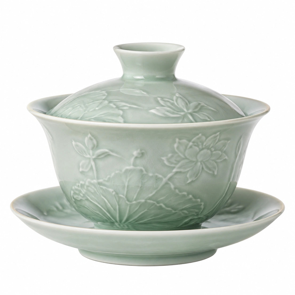 Gaiwan en Porcelaine Céladon avec Soucoupe