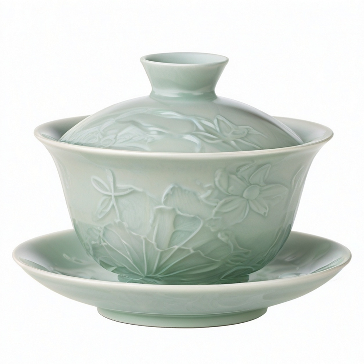 Gaiwan en Porcelaine Céladon avec Soucoupe