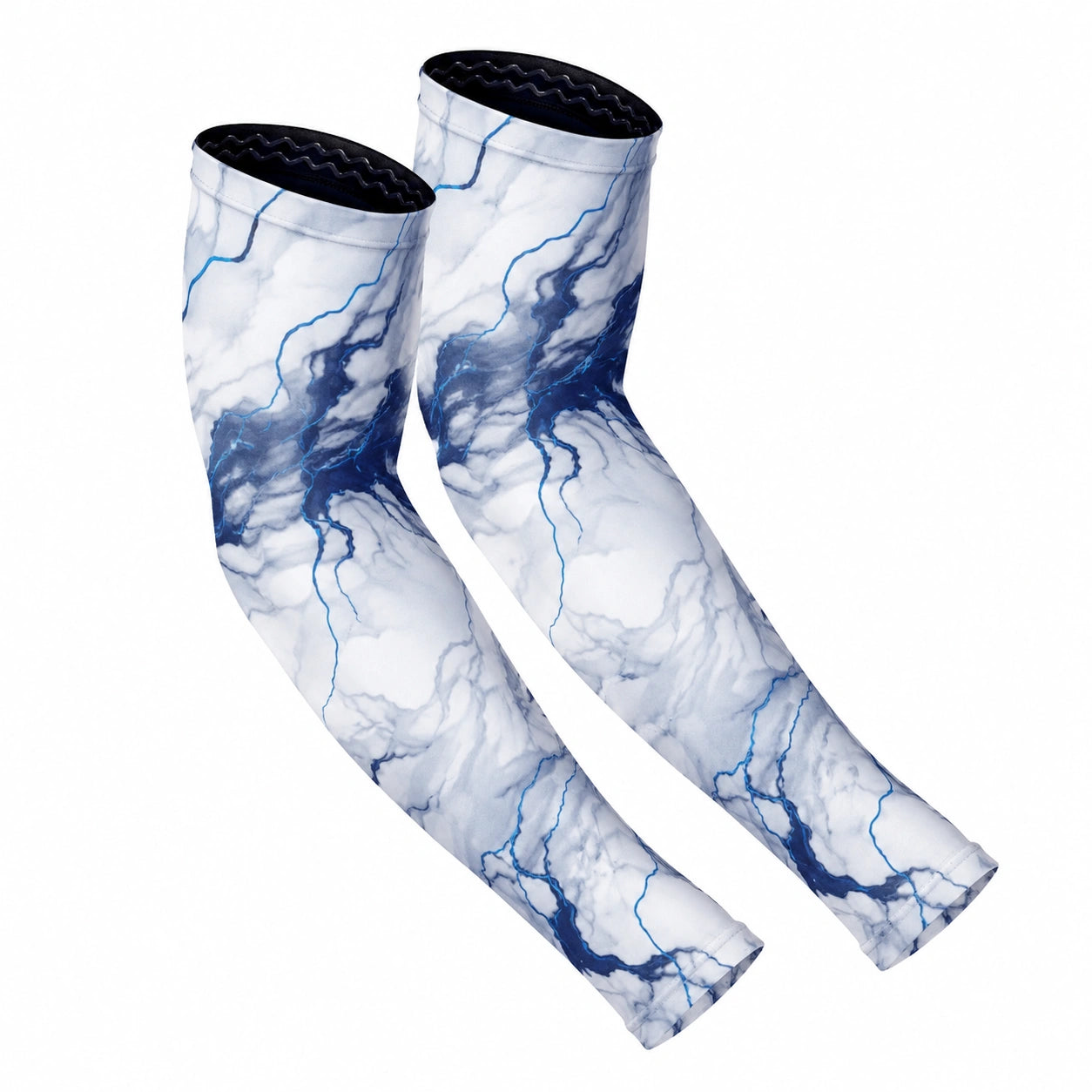 Manchons de Compression Noirs et Bleus à Motifs Géométriques