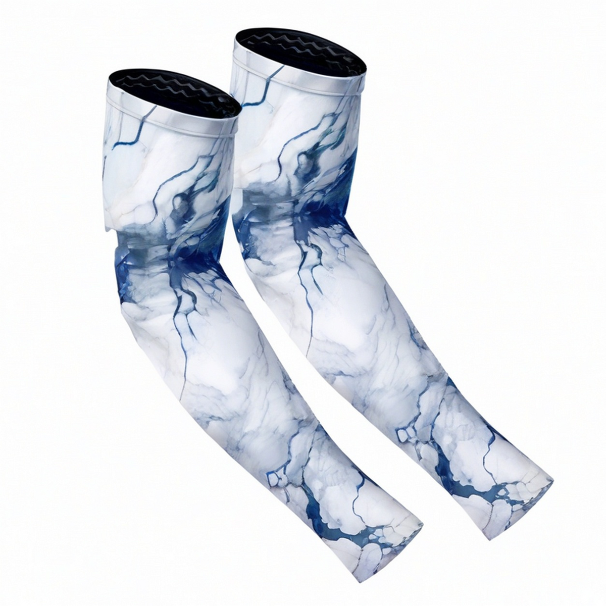 Manchons de Compression Noirs et Bleus à Motifs Géométriques