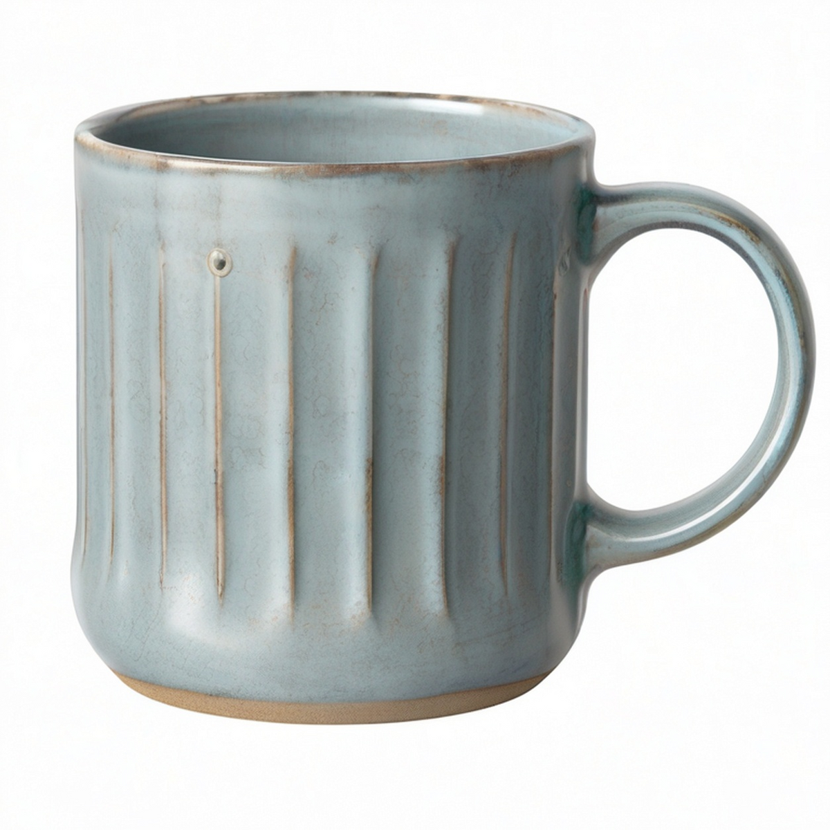 Tasse en céramique artisanale verte et beige