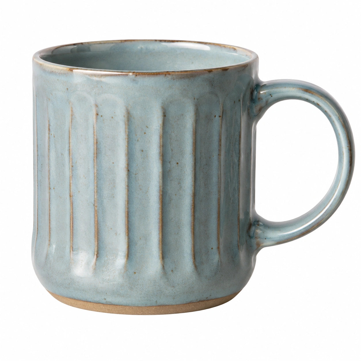 Tasse en céramique artisanale verte et beige