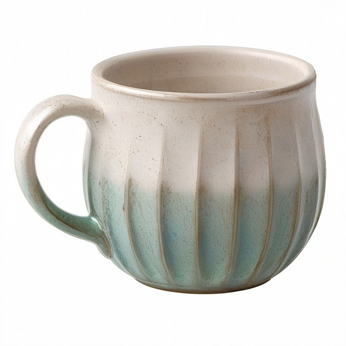 Tasse en céramique verte avec motif rayé