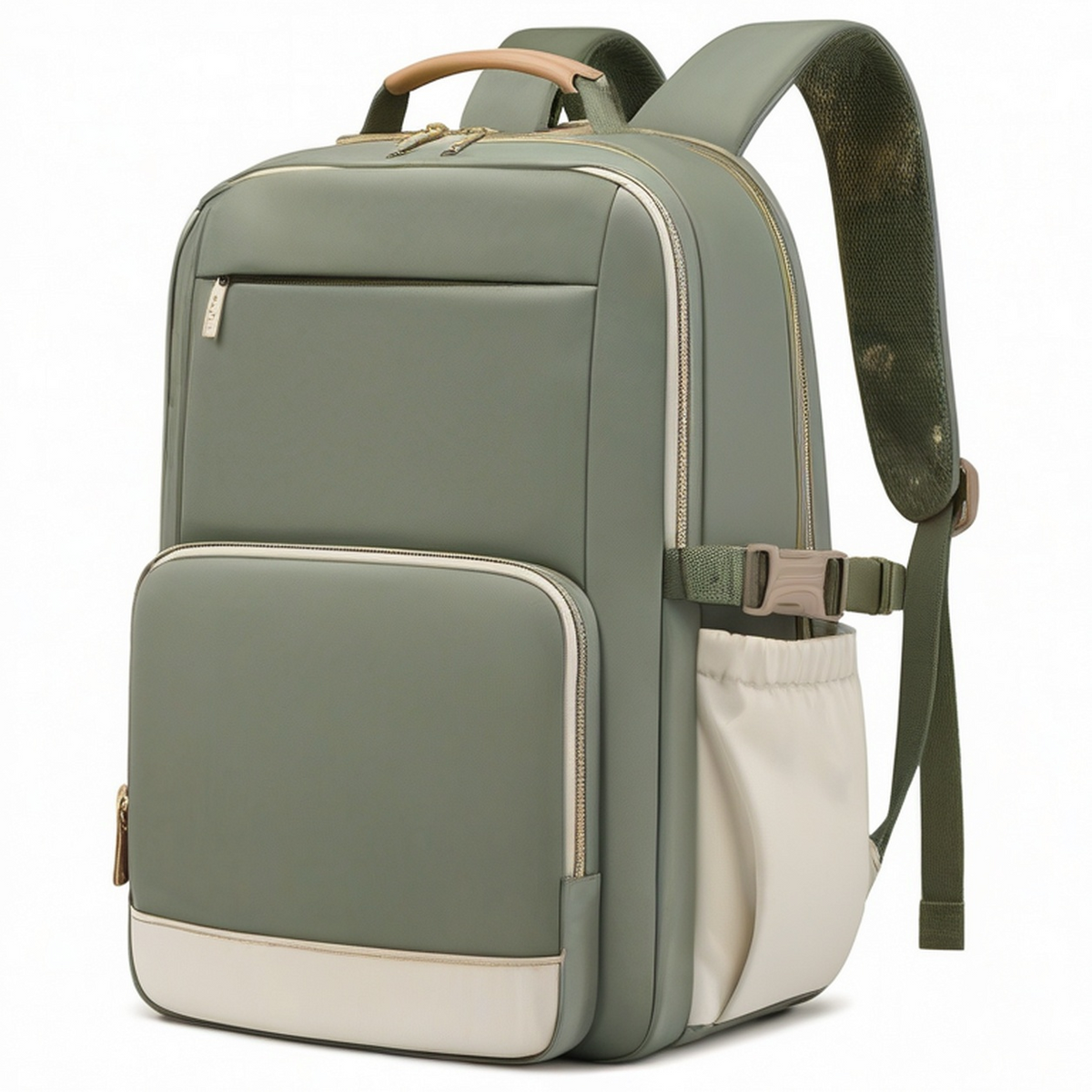 Sac à dos urbain moderne vert kaki avec port USB
