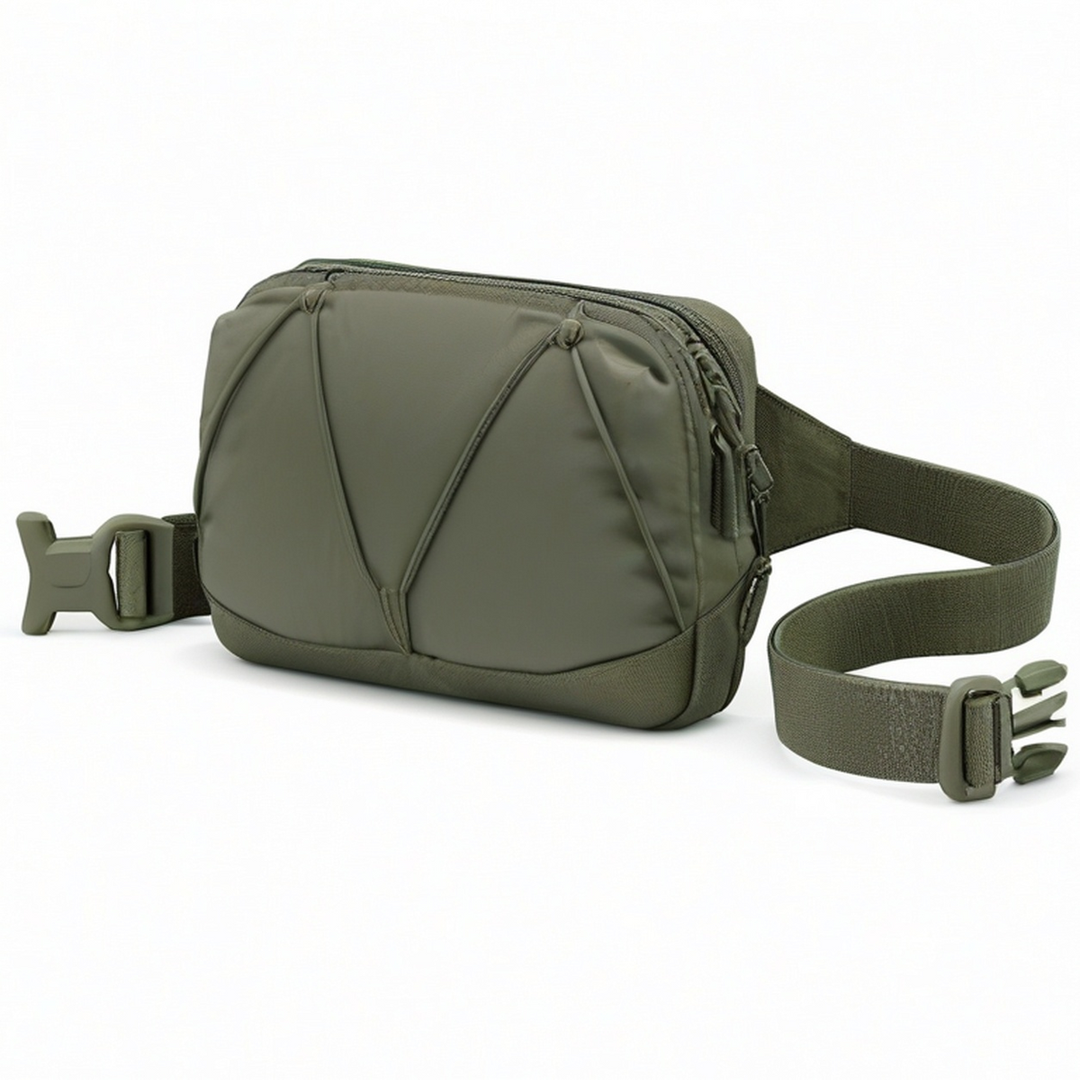 Sac banane beige avec fermeture éclair et sangle ajustable