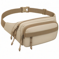Sac banane beige unisexe 3L avec fermeture éclair