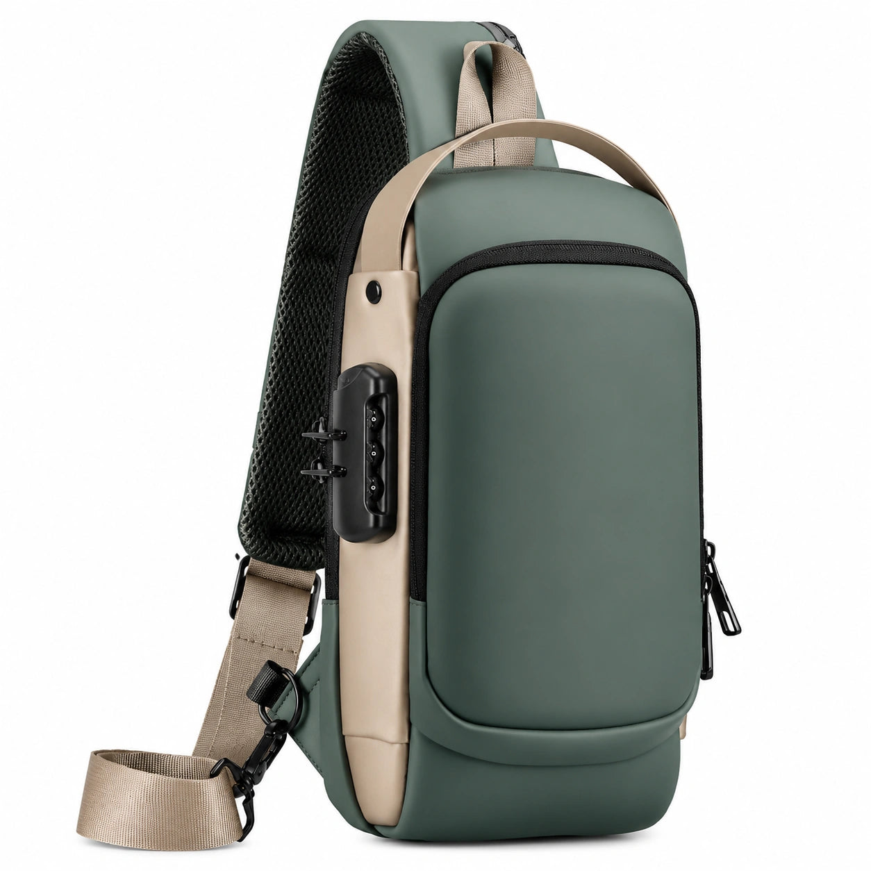 Sacoche Bandoulière Ergonomique Beige et Kaki