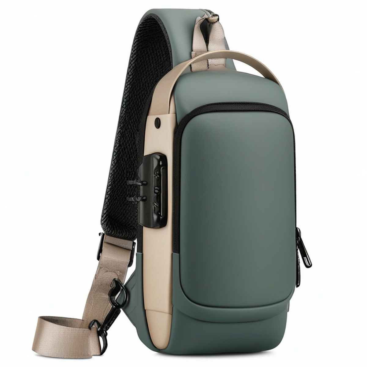 Sacoche Bandoulière Ergonomique Beige et Kaki