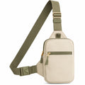 Sac à bandoulière triangulaire vert kaki/ivoire avec multiples poches