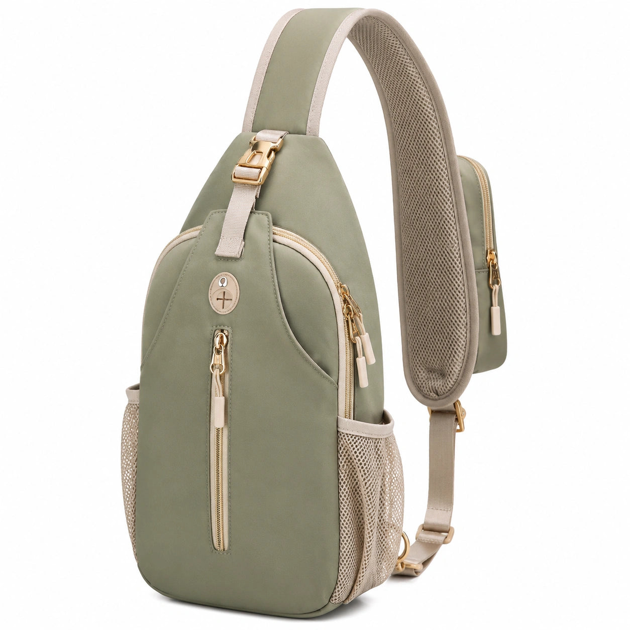 Sac à bandoulière beige avec sangle ajustable