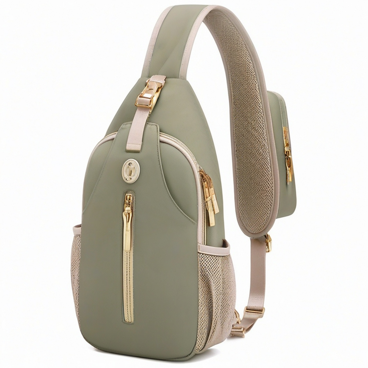 Sac à bandoulière beige avec sangle ajustable