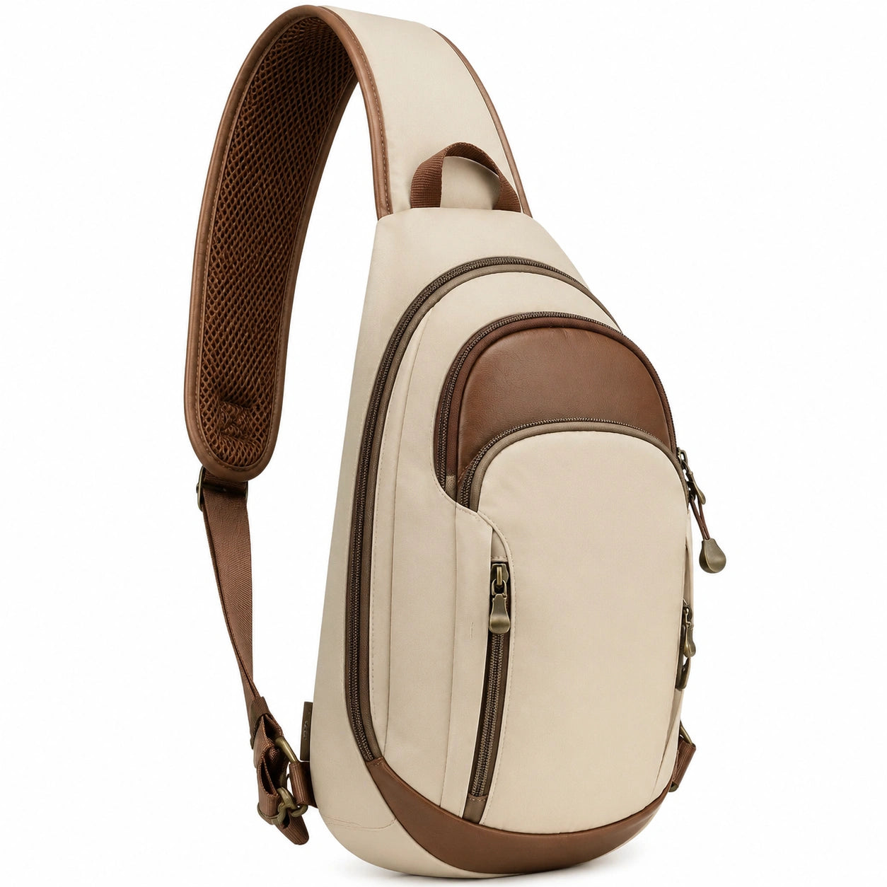 Sac bandoulière unisexe kaki et beige