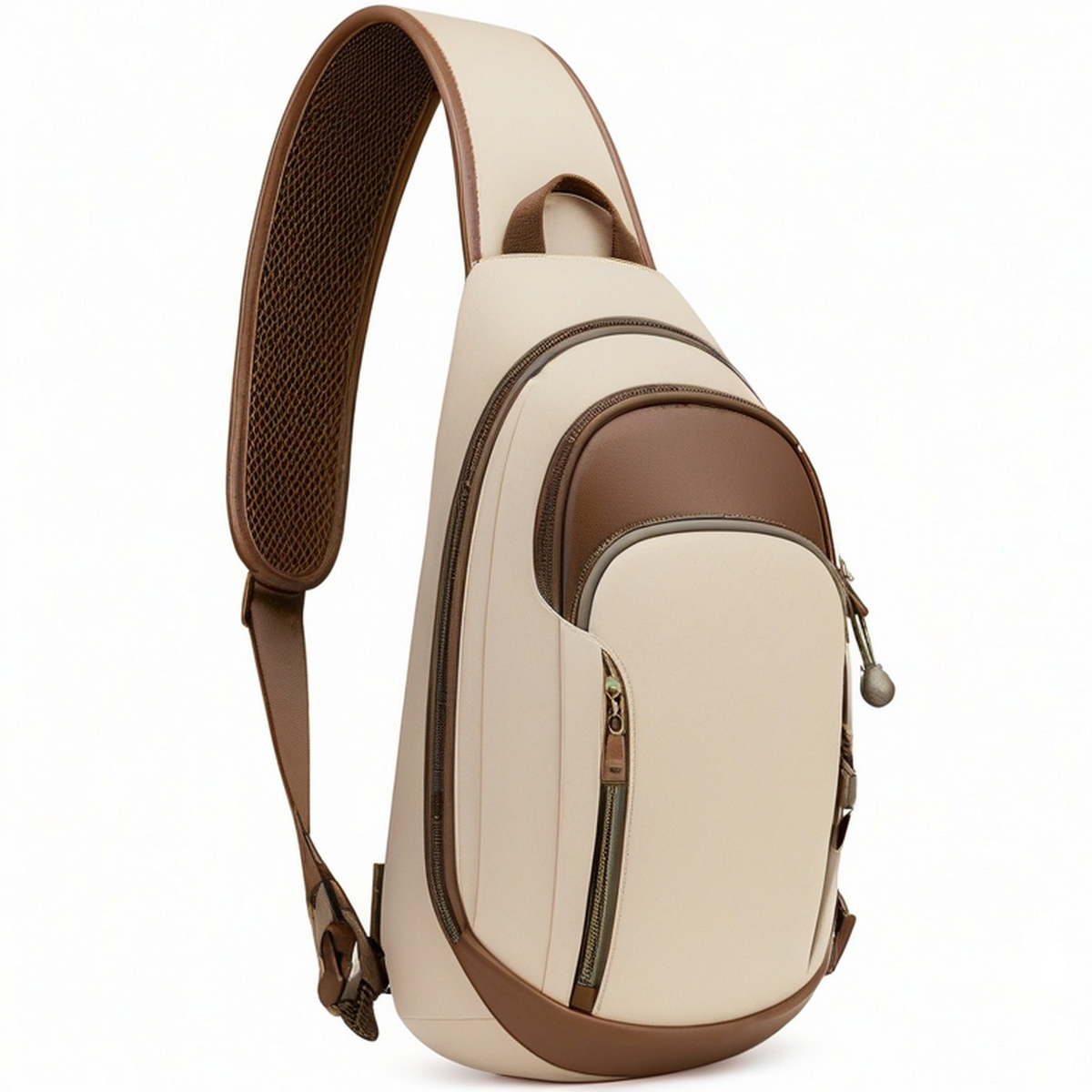 Sac bandoulière unisexe kaki et beige