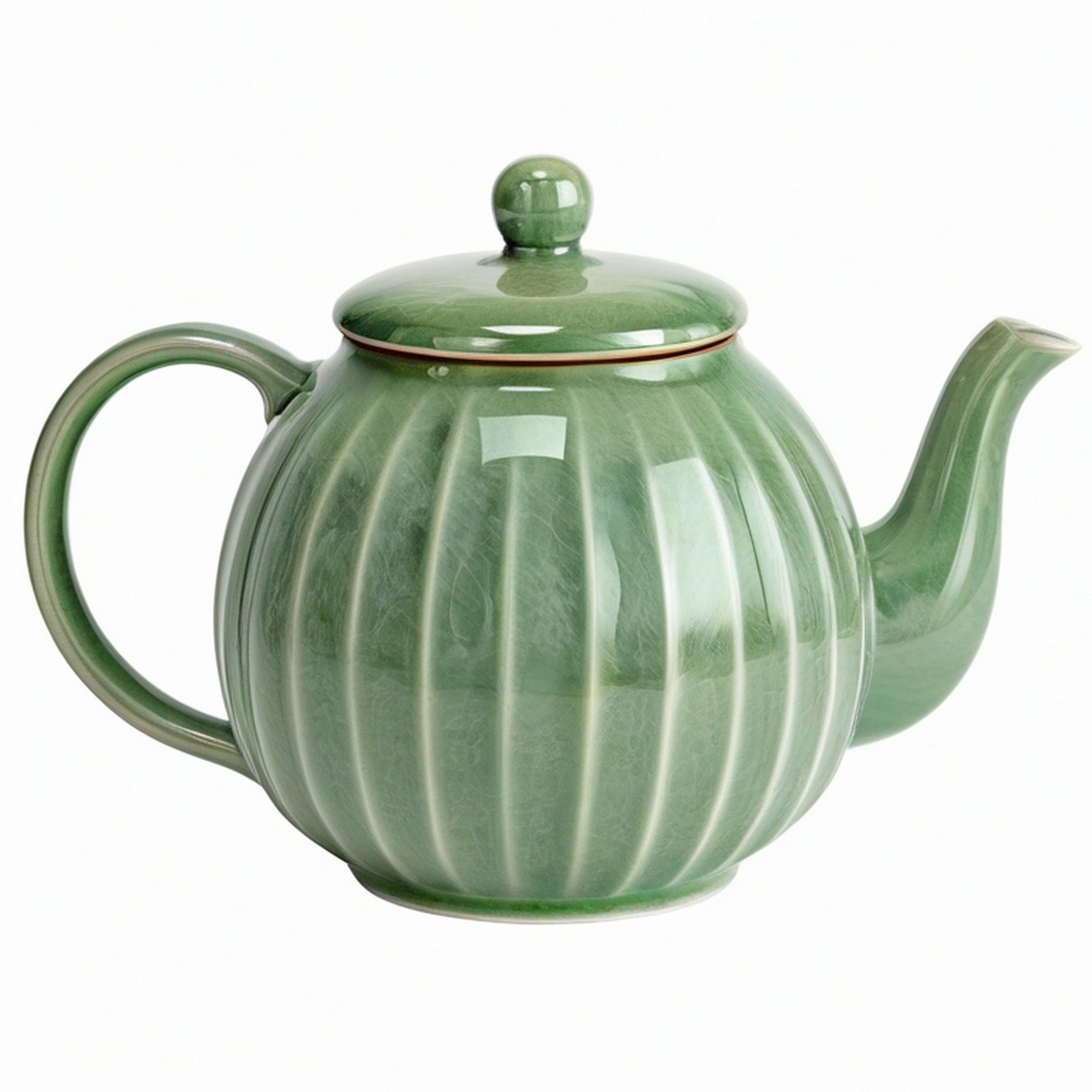 Théière en Céramique Bleu avec Design Cannelé