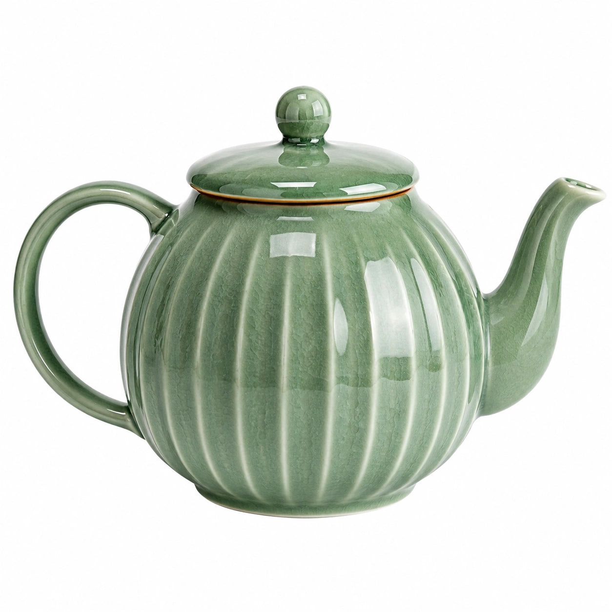 Théière en Céramique Bleu avec Design Cannelé