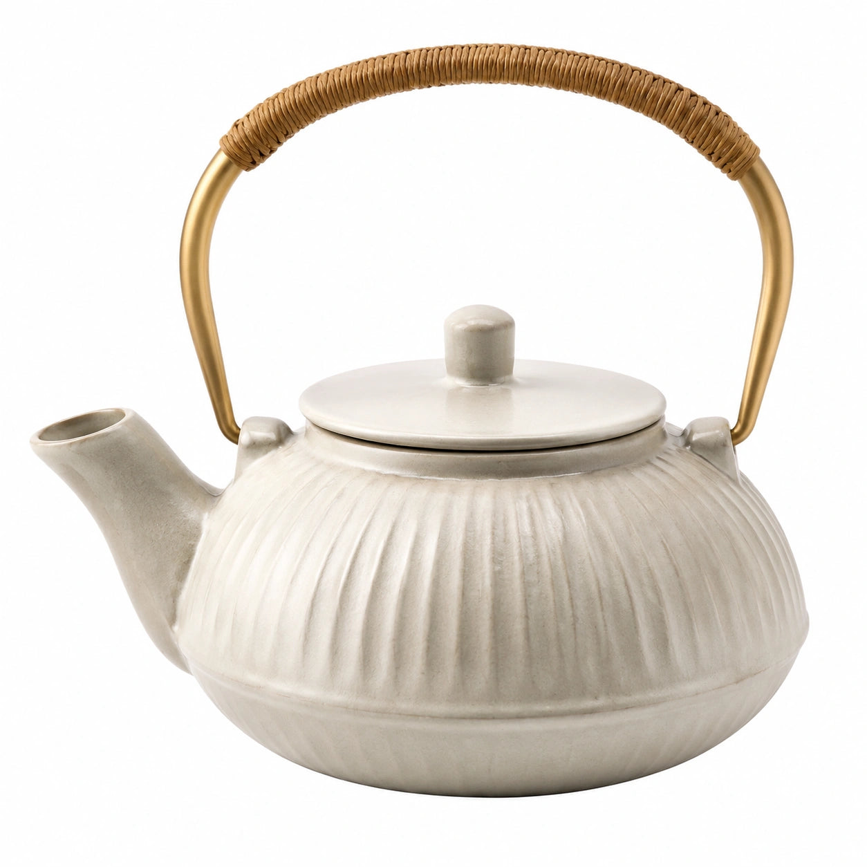 Théière en céramique verte 500 ml avec surface ondulée
