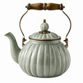 Théière en Verre avec Infuseur et Décoration Florale Dorée