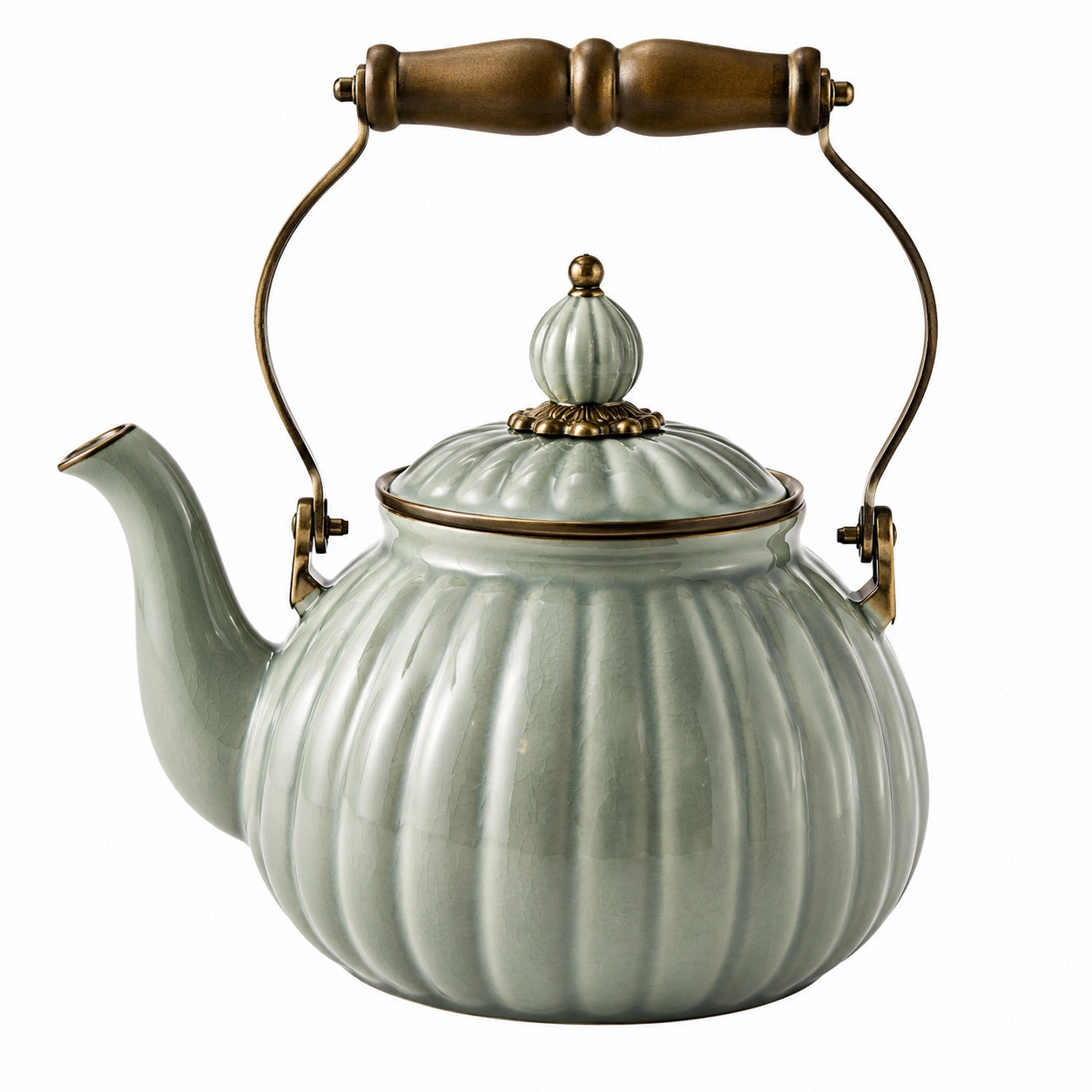 Théière en Verre avec Infuseur et Décoration Florale Dorée