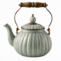 Théière en Verre avec Infuseur et Décoration Florale Dorée