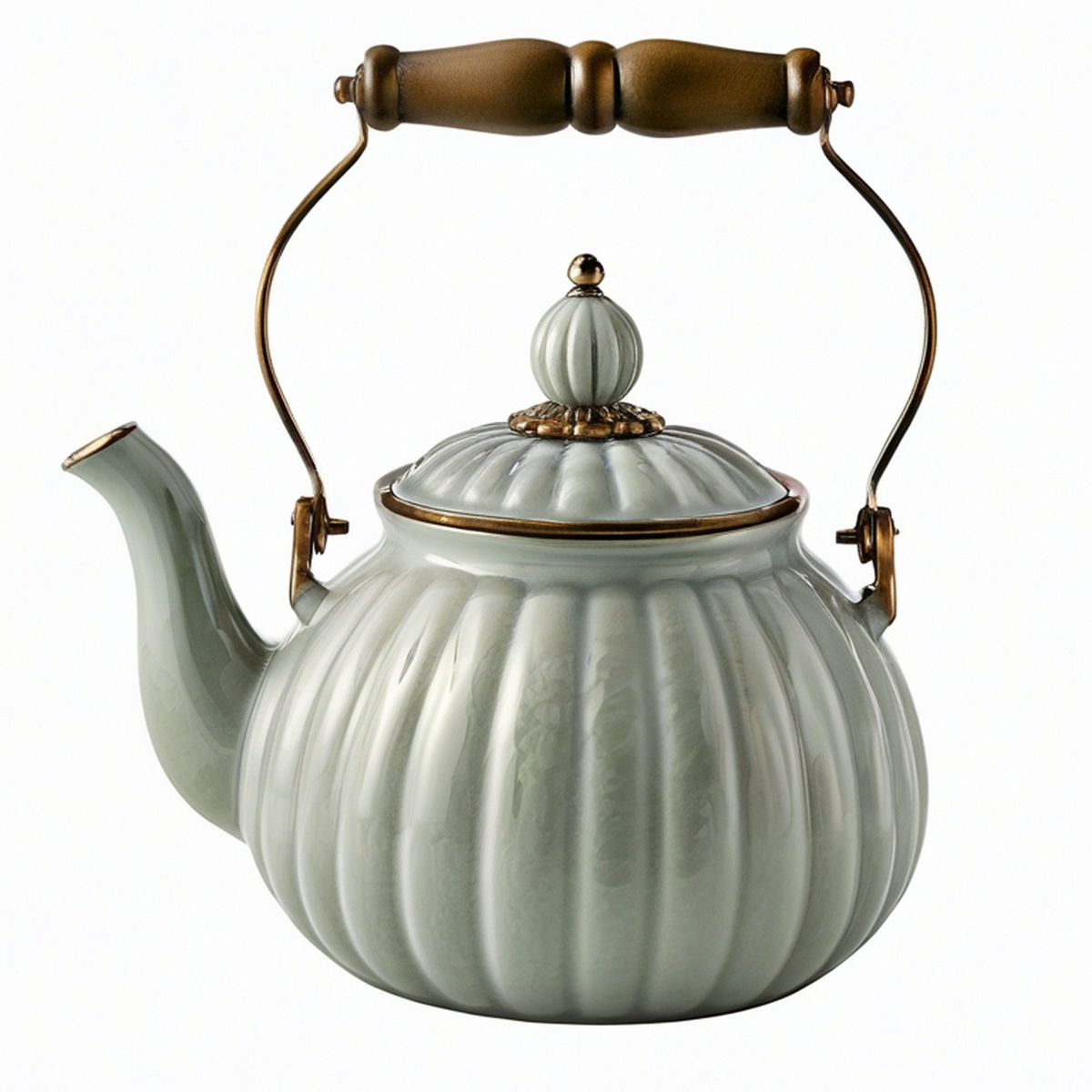 Théière en Verre avec Infuseur et Décoration Florale Dorée