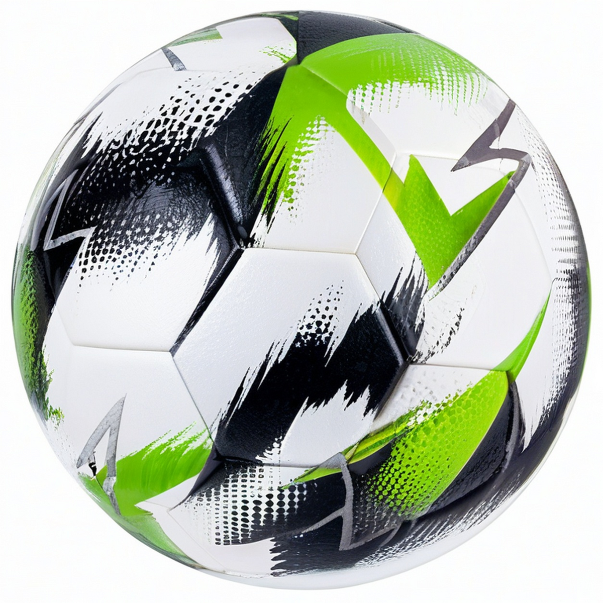 Ballon de football taille 5 blanc noir et vert