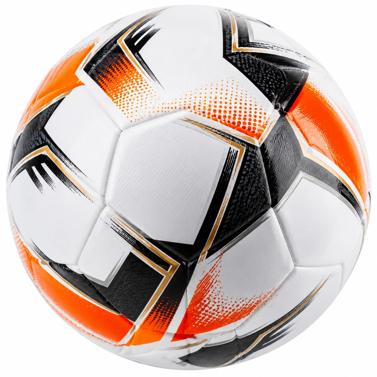 Ballon de football taille 5 orange, noir et blanc