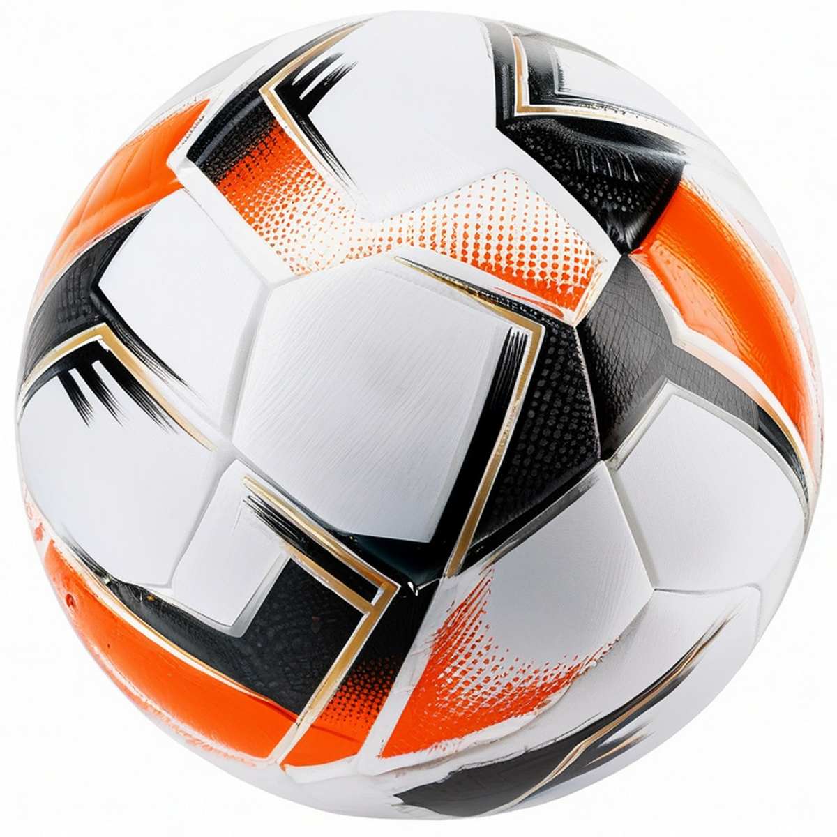 Ballon de football taille 5 orange, noir et blanc