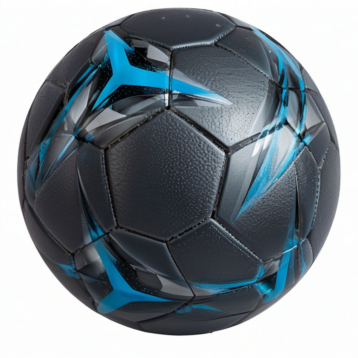 Ballon de football taille 5 noir avec motifs bleus dynamiques