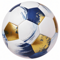 Ballon de football artistique blanc, bleu et or