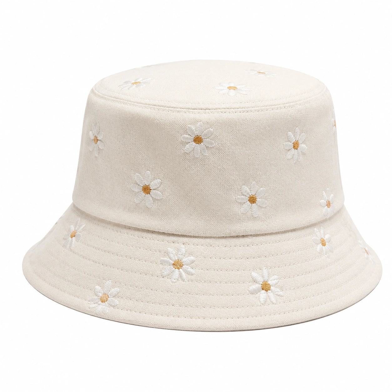 Chapeau Bob Beige avec Broderie de Marguerites