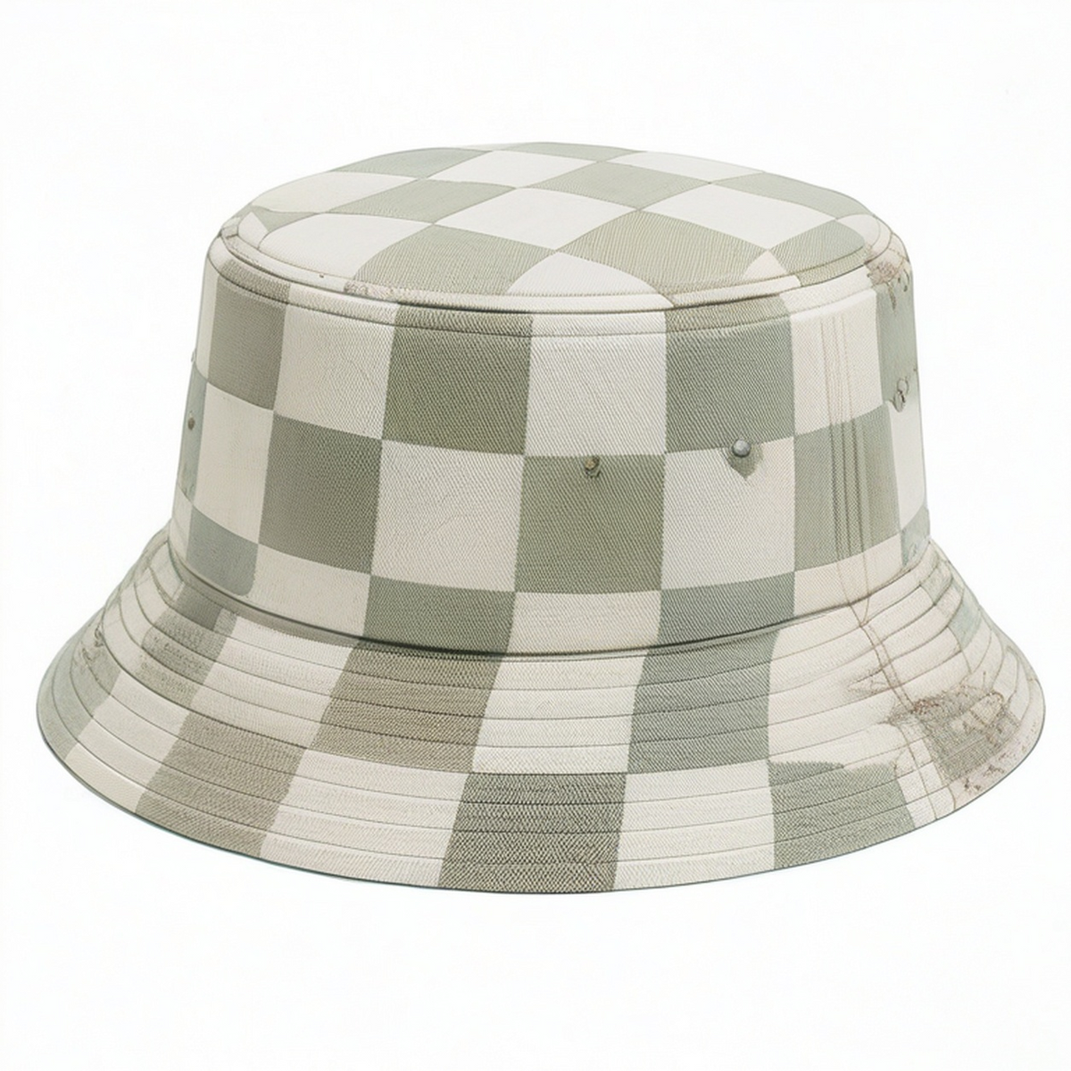 Chapeau Bob à Carreaux Vert Olive et Beige