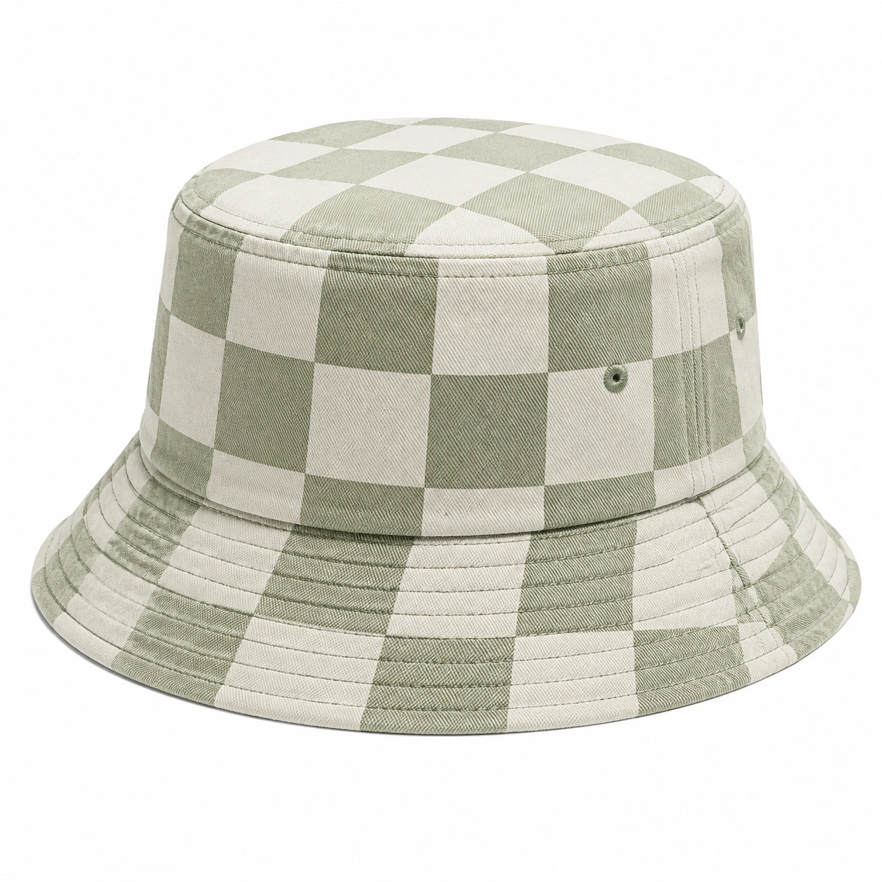 Chapeau Bob à Carreaux Vert Olive et Beige