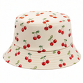 Chapeau Bob Motif Cerise Beige Rouge Vert