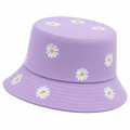 Chapeau Bob Violet avec Broderie de Marguerites