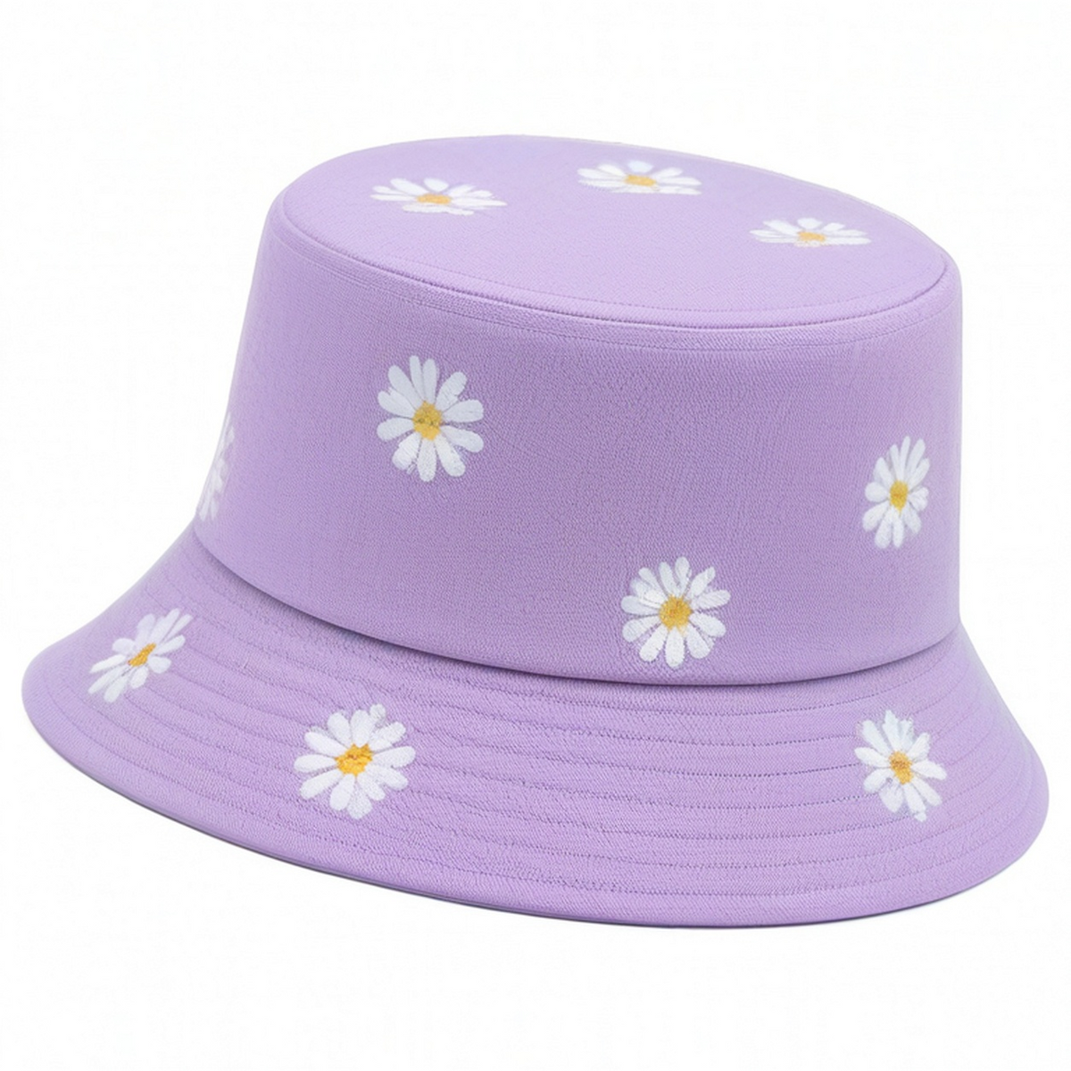Chapeau Bob Violet avec Broderie de Marguerites