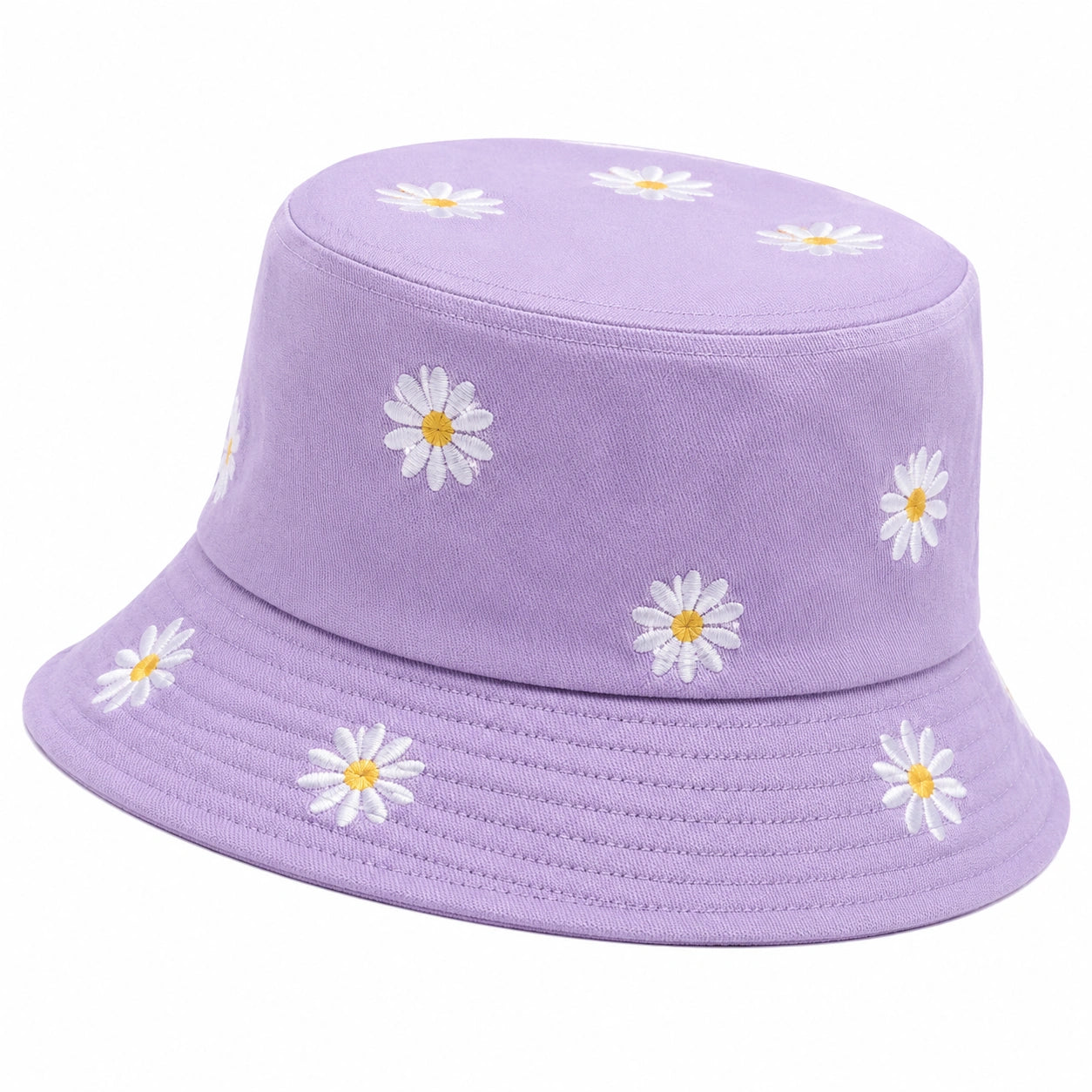 Chapeau Bob Violet avec Broderie de Marguerites