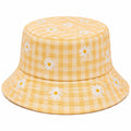 Chapeau Bob Vichy Jaune à Fleurs Brodées