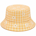Chapeau Bob Vichy Jaune à Fleurs Brodées