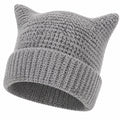 Bonnet gris à oreilles de chat en tricot pour adultes et adolescents