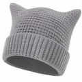 Bonnet gris à oreilles de chat en tricot pour adultes et adolescents