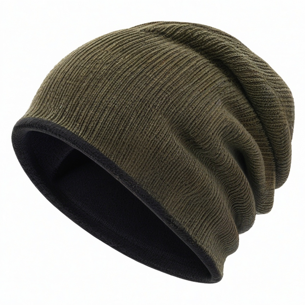 Bonnet doublé polaire pour homme kaki