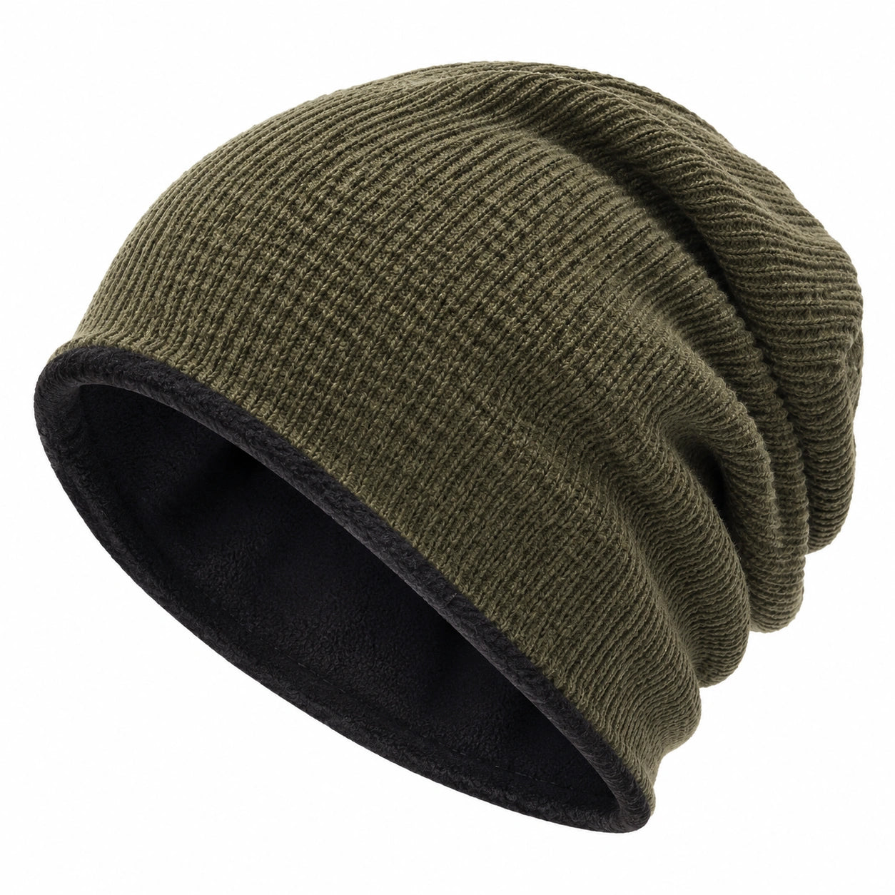 Bonnet doublé polaire pour homme kaki
